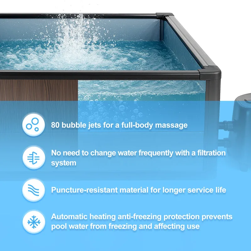 Aluminum Alloy Portable Hot Tub | 4-6 Person Spa with 104°F Heating & 80 Jets