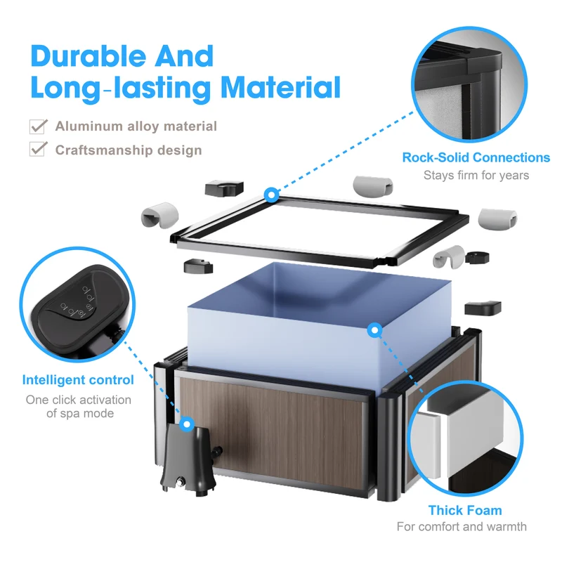 Aluminum Alloy Portable Hot Tub | 4-6 Person Spa with 104°F Heating & 80 Jets