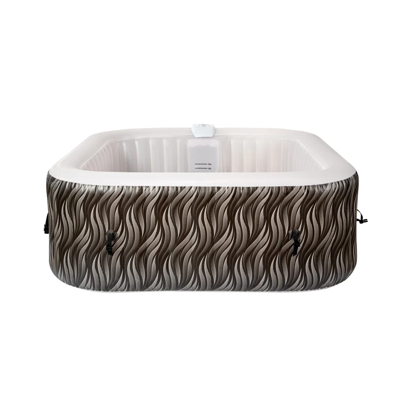 Square Inflatable Hot Tub - Elegant Black with LED