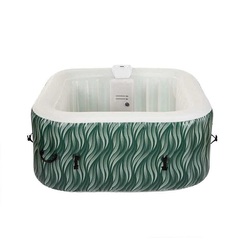 Square Inflatable Hot Tub - Vibrant Green with LED