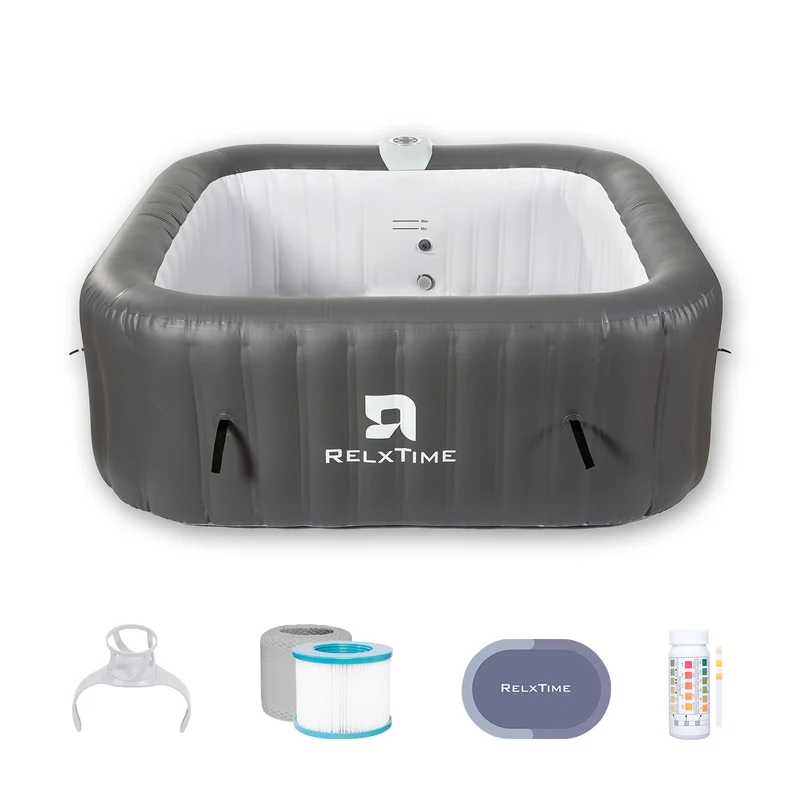 Square Inflatable Hot Tub – Classic Grey Upgraded