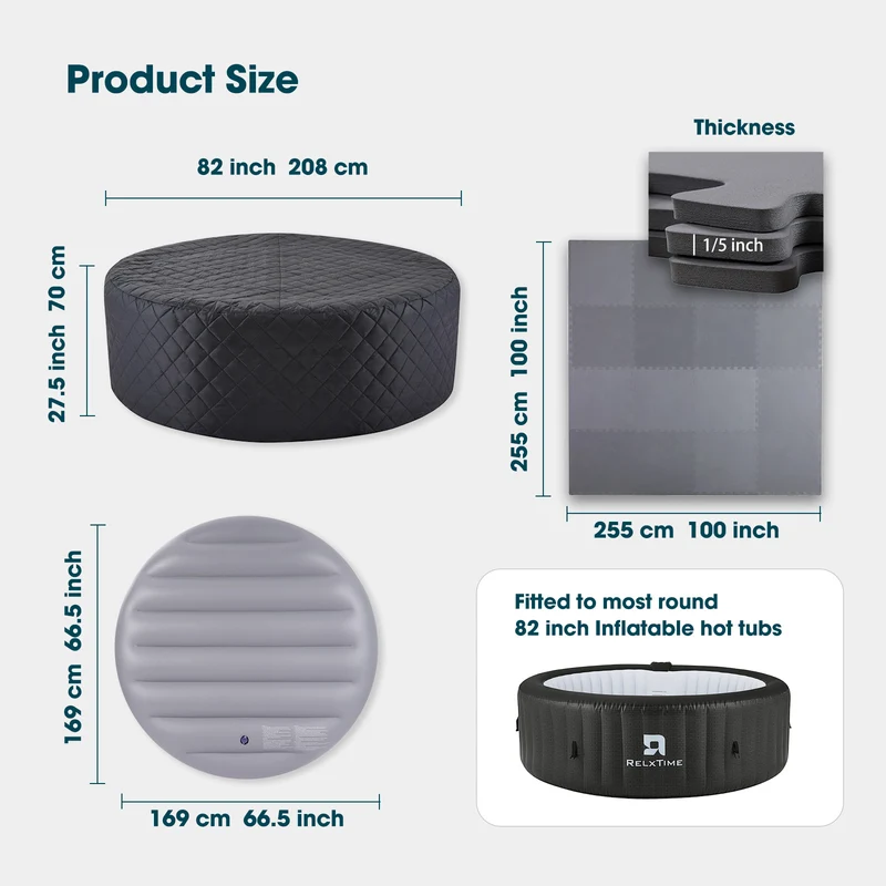 Hot Tub Insulation Set for 4–6 Person – Cover & Mat