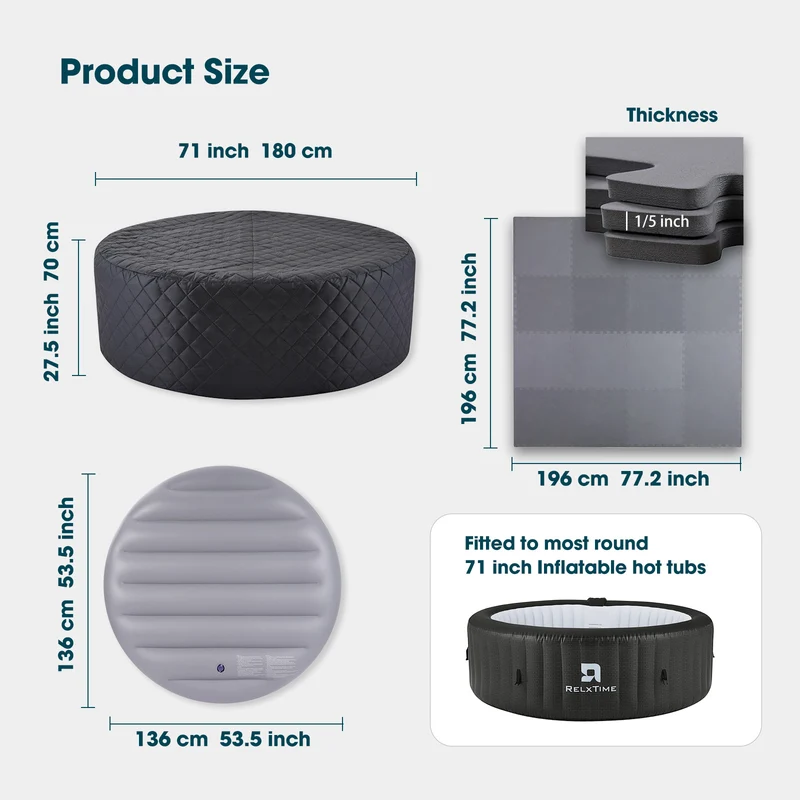 Hot Tub Insulation Set for 2-4 Person – Cover & Mat