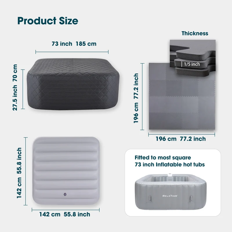 Hot Tub Insulation Set for 4-6 Person – Cover & Mat