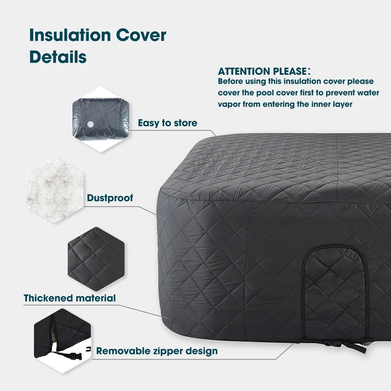 Hot Tub Insulation Set for 4-6 Person – Cover & Mat