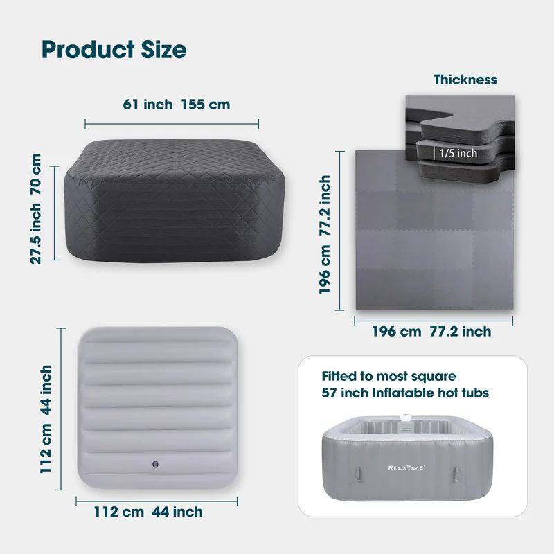 Hot Tub Insulation Set for 2-4 Person – Cover & Mat