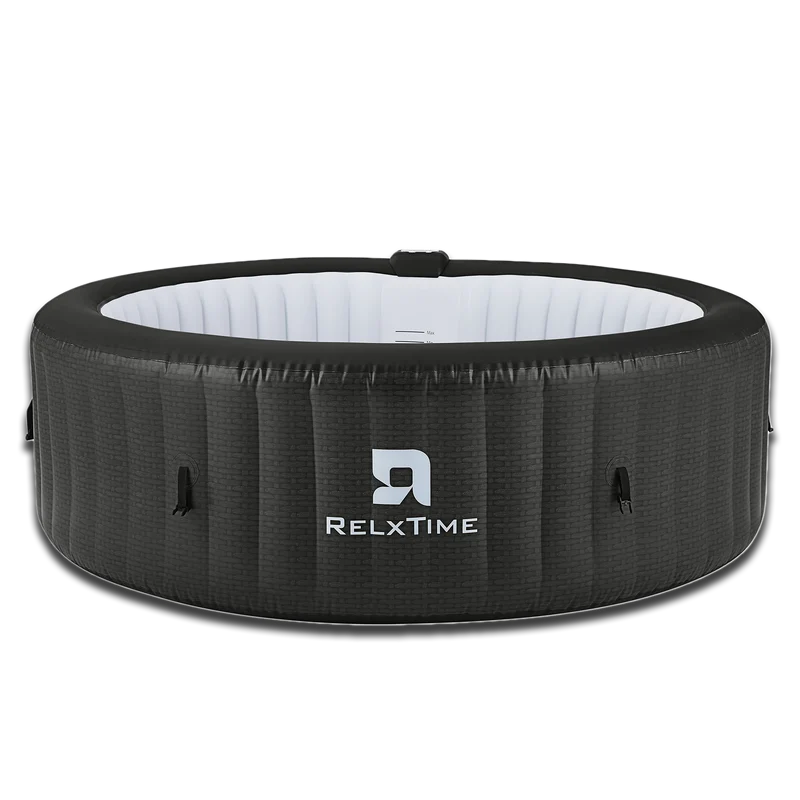 Round Inflatable Hot Tub - Black Rattan Pattern