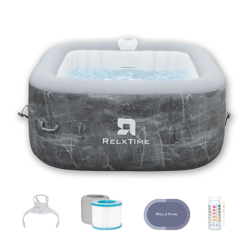 Square Inflatable Hot Tub - Marble Pattern