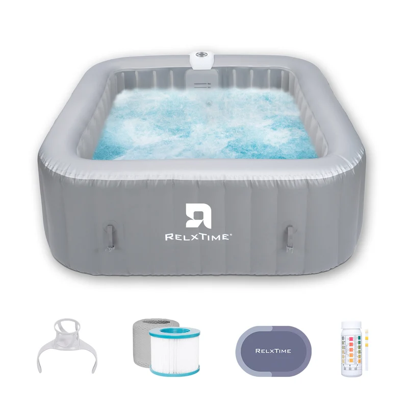 Square Inflatable Hot Tub - Classic Grey