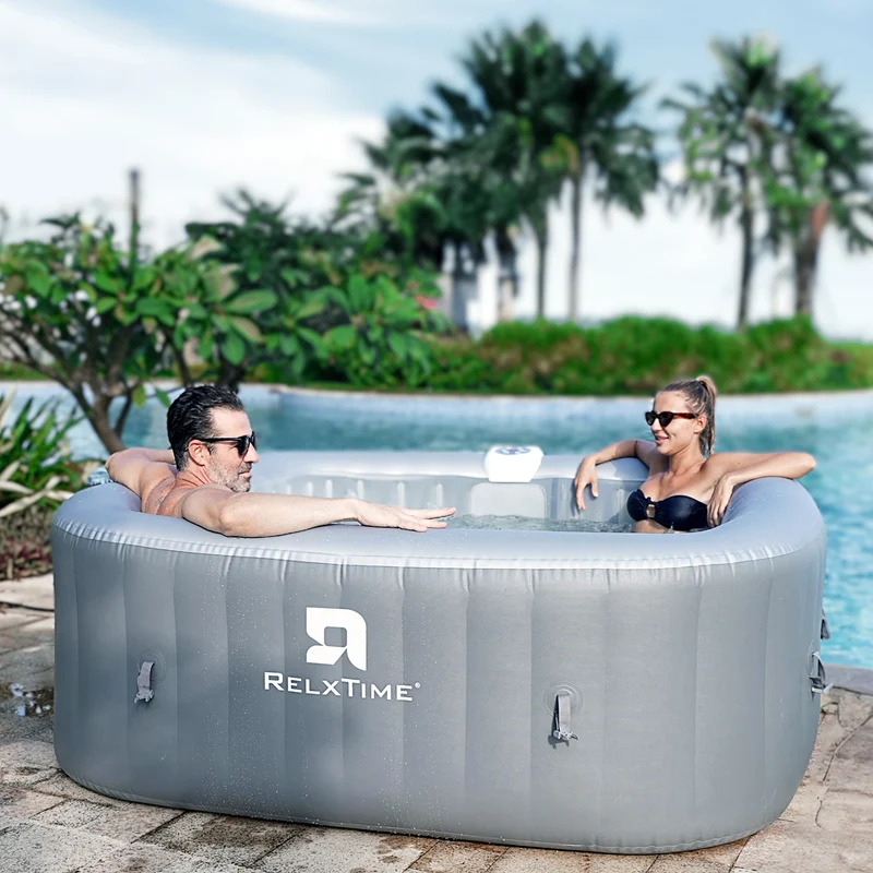 Square Inflatable Hot Tub - Classic Grey