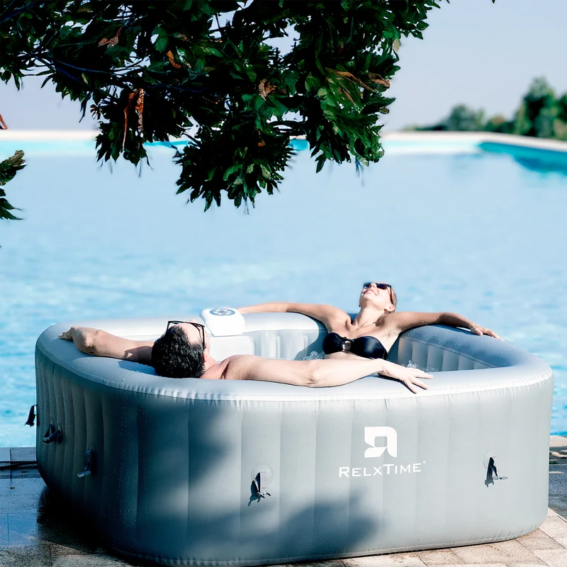 Square Inflatable Hot Tub - Classic Grey