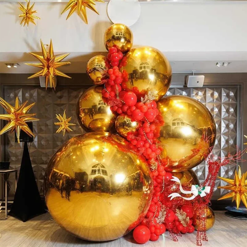 Décoration Gonflable Boule Miroir Argent Or