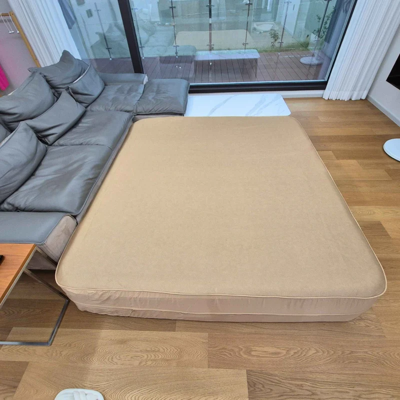 Coody Air Mattress Beige Queen (197×150×35 cm) – Premium Air Bed with Built-in Pump