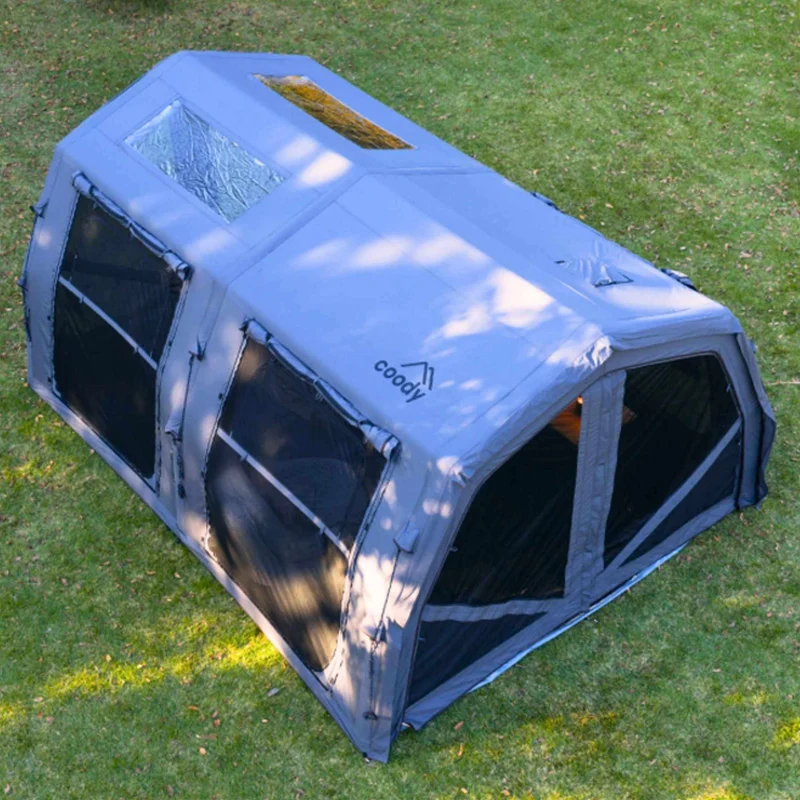 Coody Familia AirTent 17.2 Pro Gray – Inflatable Hot Tent with Stove Jack for Camping, 2–10 People