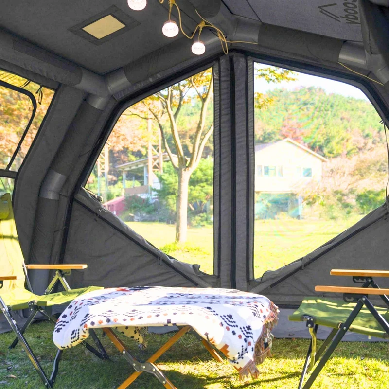 Coody Familia AirTent 17.2 Pro Gray – Inflatable Hot Tent with Stove Jack for Camping, 2–10 People