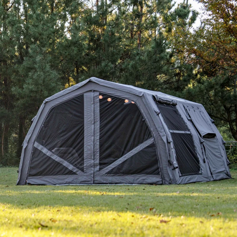Coody Familia AirTent 17.2 Pro Gray – Inflatable Hot Tent with Stove Jack for Camping, 2–10 People
