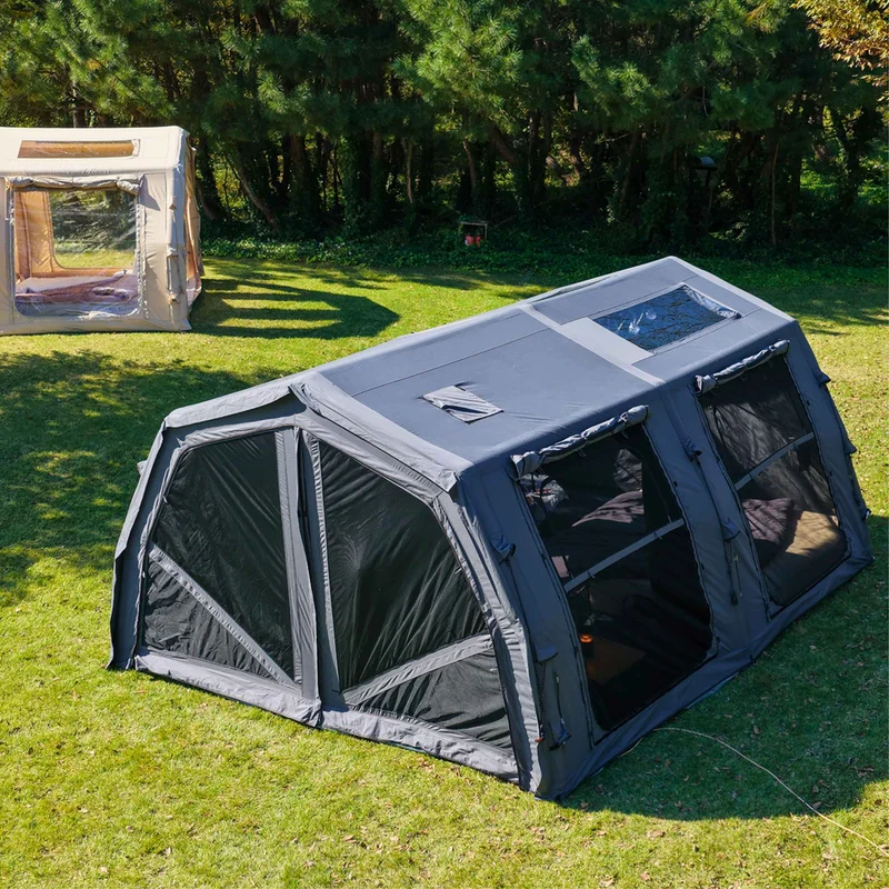 Coody Familia AirTent 17.2 Pro Gray – Inflatable Hot Tent with Stove Jack for Camping, 2–10 People