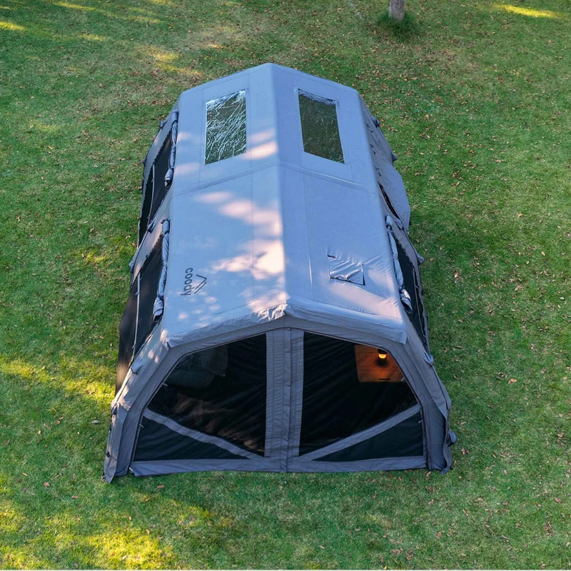 Coody Familia AirTent 17.2 Pro Gray – Inflatable Hot Tent with Stove Jack for Camping, 2–10 People