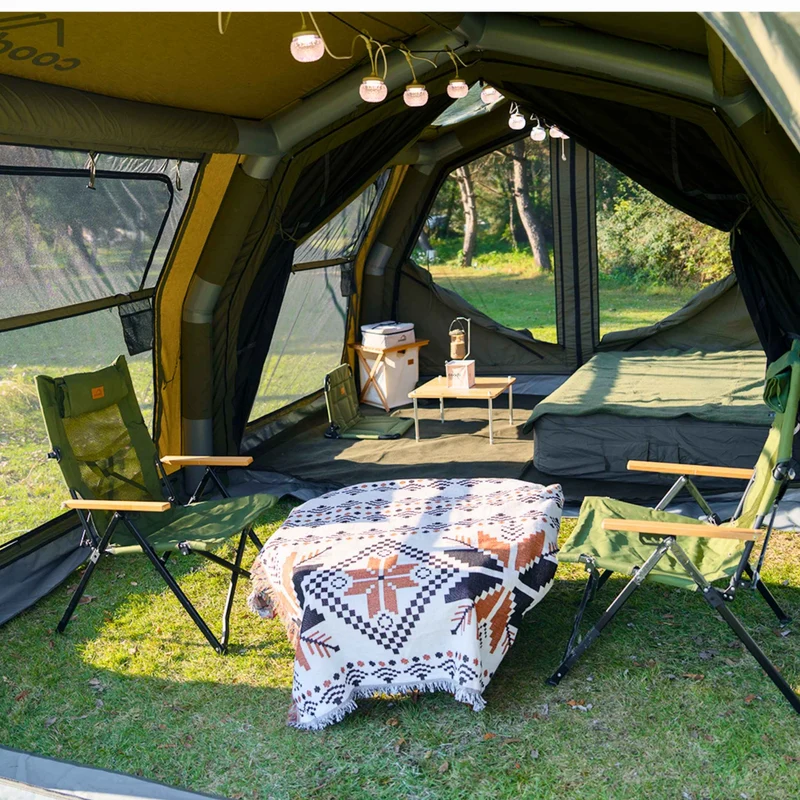 Coody Familia AirTent 17.2 Pro Green – Inflatable Hot Tent with Stove Jack for Camping, 2–10 People