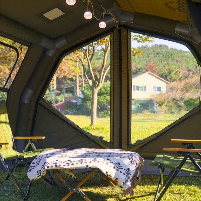 Coody Familia AirTent 17.2 Pro Green – Inflatable Hot Tent with Stove Jack for Camping, 2–10 People