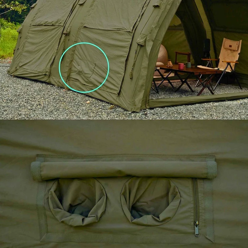 Coody Familia AirTent 17.2 Pro Green – Inflatable Hot Tent with Stove Jack for Camping, 2–10 People