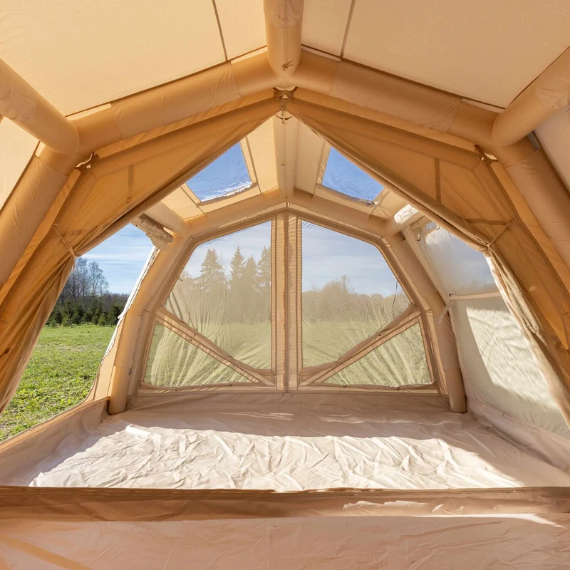 Coody Familia AirTent 17.2 Pro Beige – Inflatable Hot Tent with Stove Jack for Camping, 2–10 People