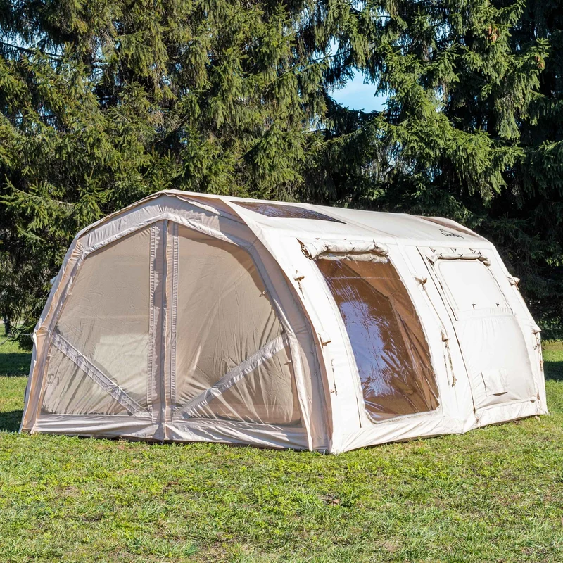 Coody Familia AirTent 17.2 Pro Beige – Inflatable Hot Tent with Stove Jack for Camping, 2–10 People