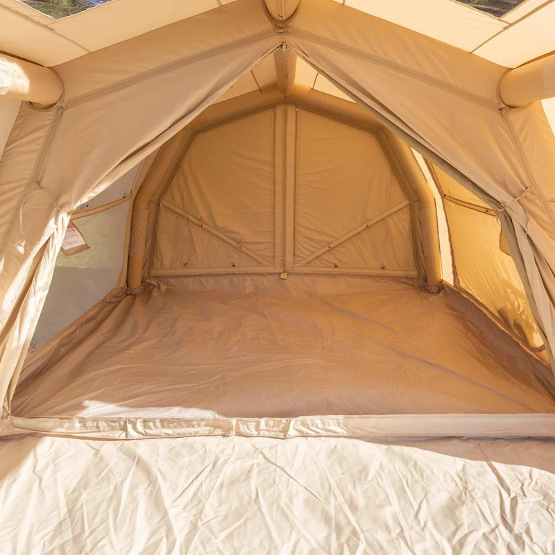 Coody Familia AirTent 17.2 Pro Beige – Inflatable Hot Tent with Stove Jack for Camping, 2–10 People