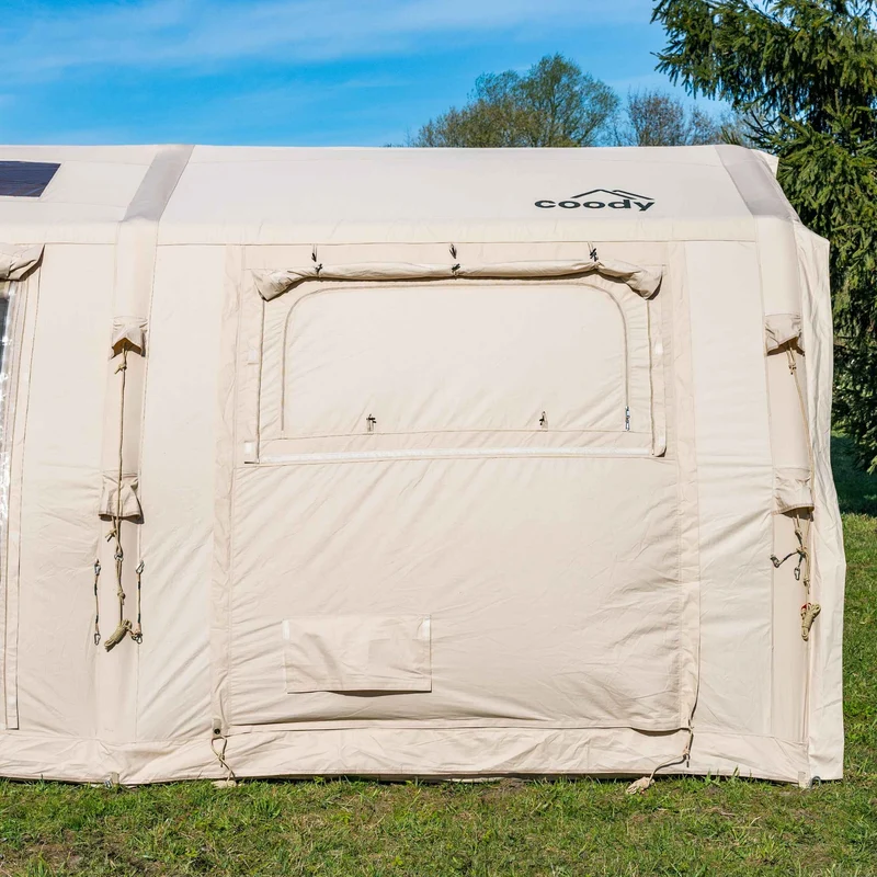 Coody Familia AirTent 17.2 Pro Beige – Inflatable Hot Tent with Stove Jack for Camping, 2–10 People