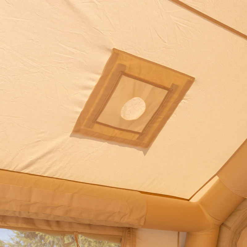 Coody Familia AirTent 17.2 Pro Beige – Inflatable Hot Tent with Stove Jack for Camping, 2–10 People
