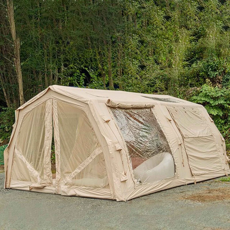 Coody Familia AirTent 17.2 Pro Beige – Inflatable Hot Tent with Stove Jack for Camping, 2–10 People
