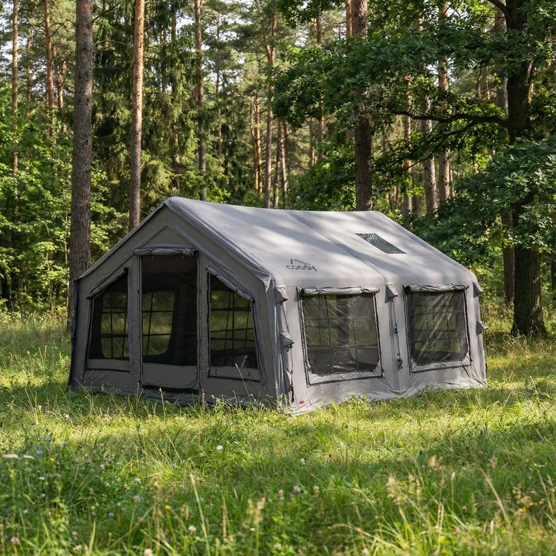 Coody Familia AirTent 13.6 Gray – Inflatable Hot Tent with Stove Jack for Camping, 2–8 People