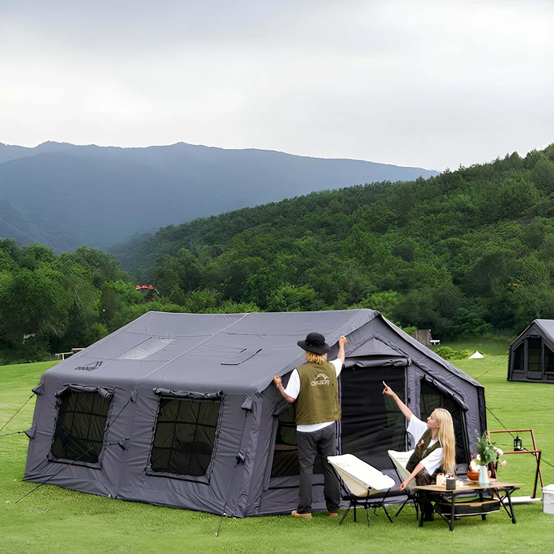 Coody Familia AirTent 13.6 Gray – Inflatable Hot Tent with Stove Jack for Camping, 2–8 People