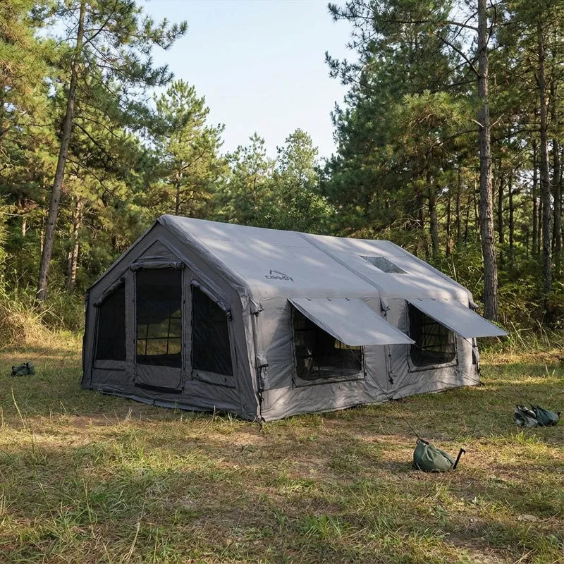 Coody Familia AirTent 17.2 Gray – Large Inflatable Hot Tent with Stove Jack for Camping, 2–10 People