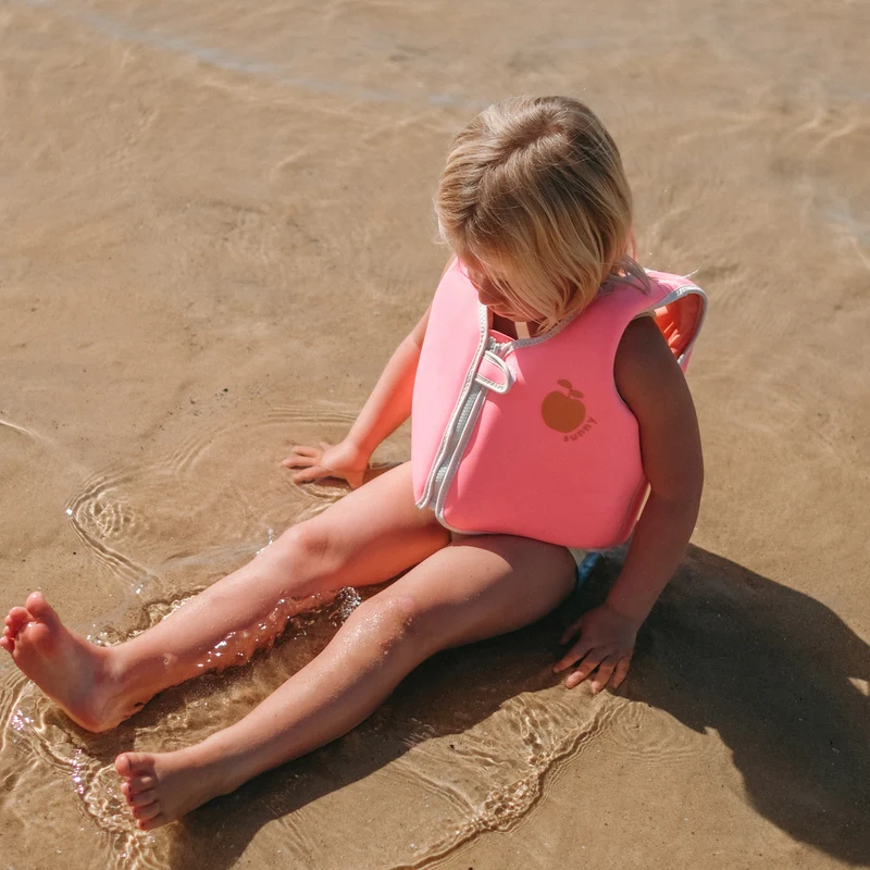 Kids Swim Vest 3-6 - Poppy the Peach Neon Pink