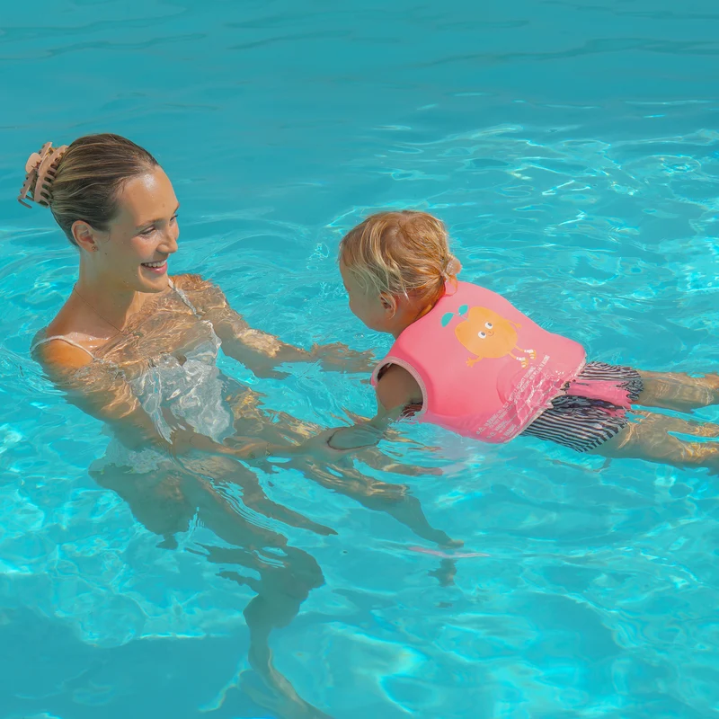 Kids Swim Vest 1-2 - Poppy the Peach Neon Pink