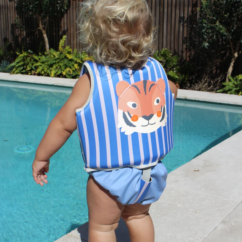 Kids Swim Vest 1-2 - Tino the Tiger Blue
