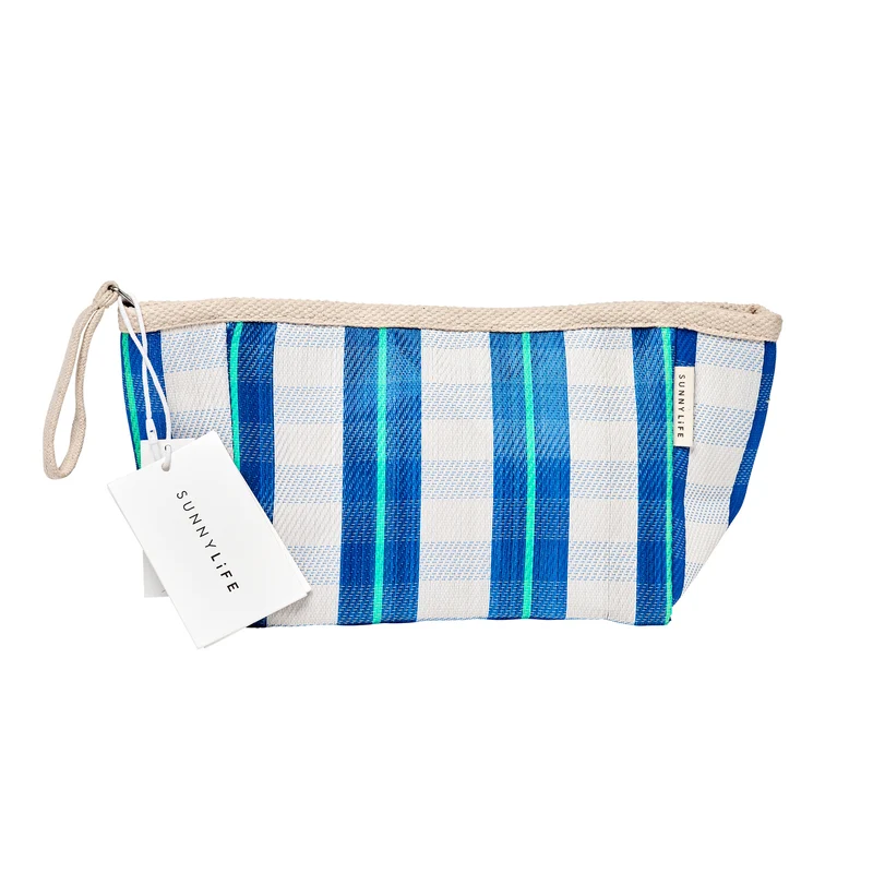 Recycled Nylon Beach Pouch - La Mer Blue Neon
