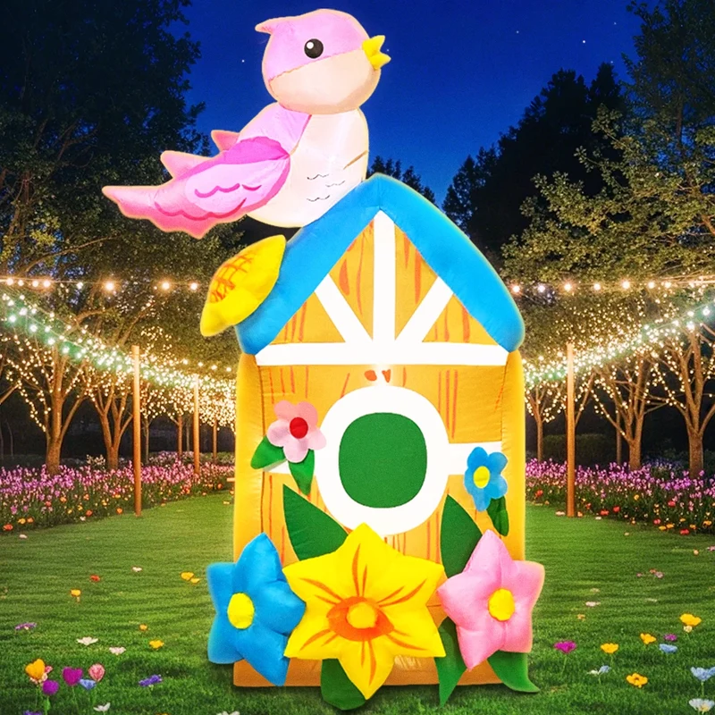 Décoration Gonflable Maison d'Oiseaux LED
