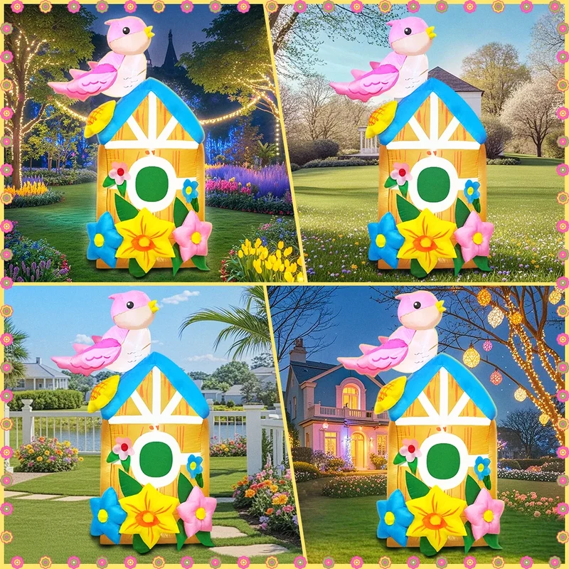 Décoration Gonflable Maison d'Oiseaux LED