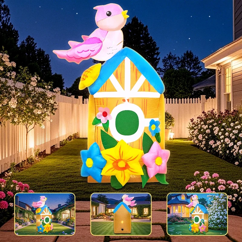 Décoration Gonflable Maison d'Oiseaux LED