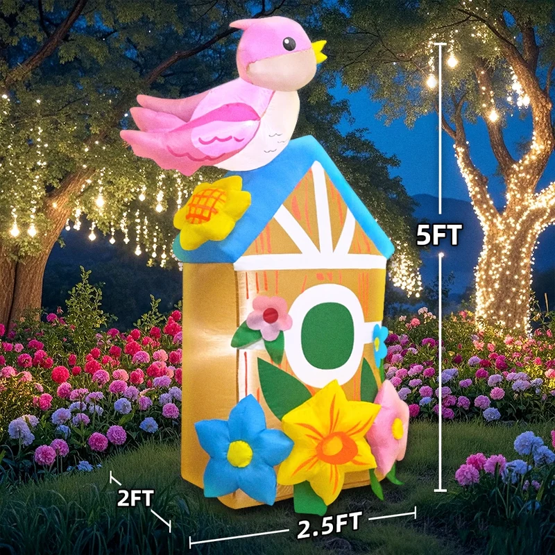 Décoration Gonflable Maison d'Oiseaux LED