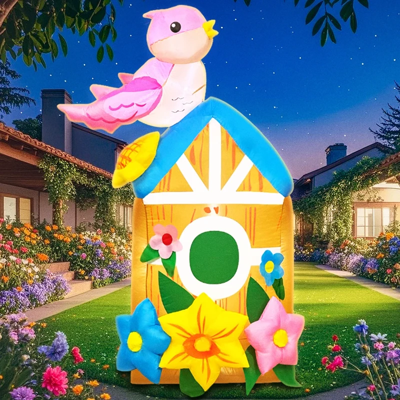 Décoration Gonflable Maison d'Oiseaux LED