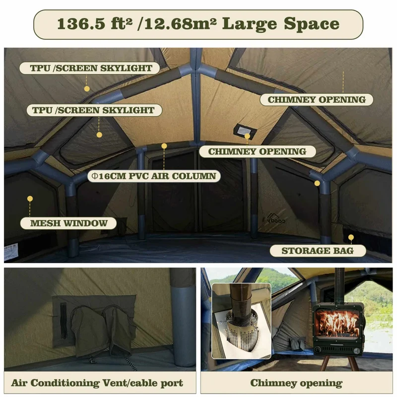 Coody Bestona Forest Green Inflatable Tent for Camping (2-4 person)