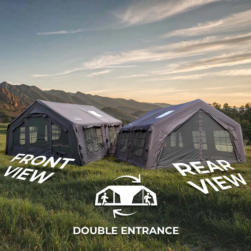Coody Familia AirTent 13.6 Black – Inflatable Hot Tent with Stove Jack for Camping, 2–8 People
