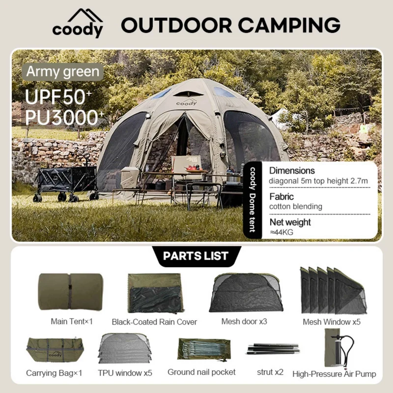 Coody Aurora Dome Forest Green Inflatable Shelter for Outdoors (2-4 person)