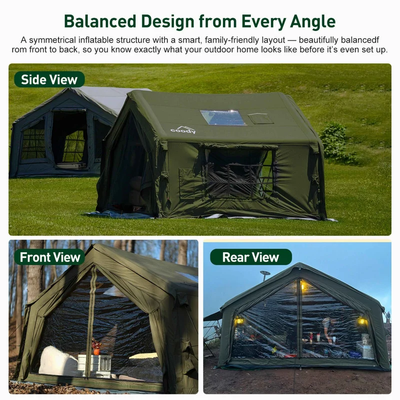 Coody 10.0 Forest Green Inflatable Tent House for Camping (2-4 Person)