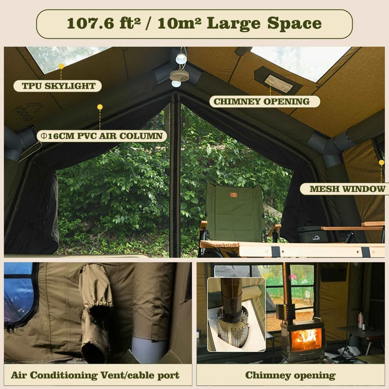 Coody 10.0 Forest Green Inflatable Tent House for Camping (2-4 Person)