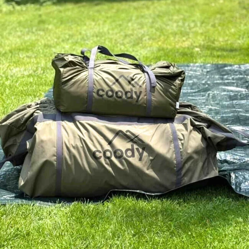 Coody Familia AirTent 13.6 Forest Green – Inflatable Hot Tent with Stove Jack for Camping, 2–8 People