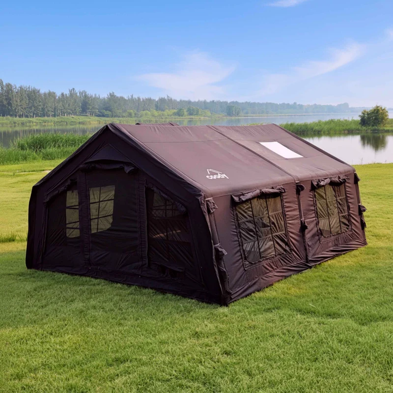 Coody Familia AirTent 17.2 Black – Large Inflatable Hot Tent with Stove Jack for Camping, 2–10 People